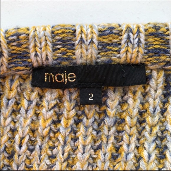 MAJE 18Maous Knitted Oversized Wool Sweater Multicolour Yellow Bell Sleeves - Picture 5 of 10